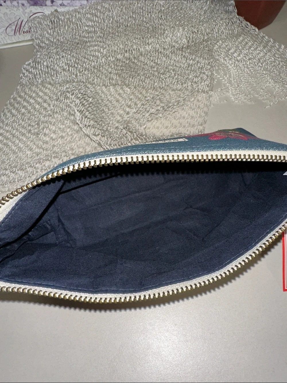 Cavallini & Co HERBARIUM natural blue pink green vintage mini pouch 100% cotton